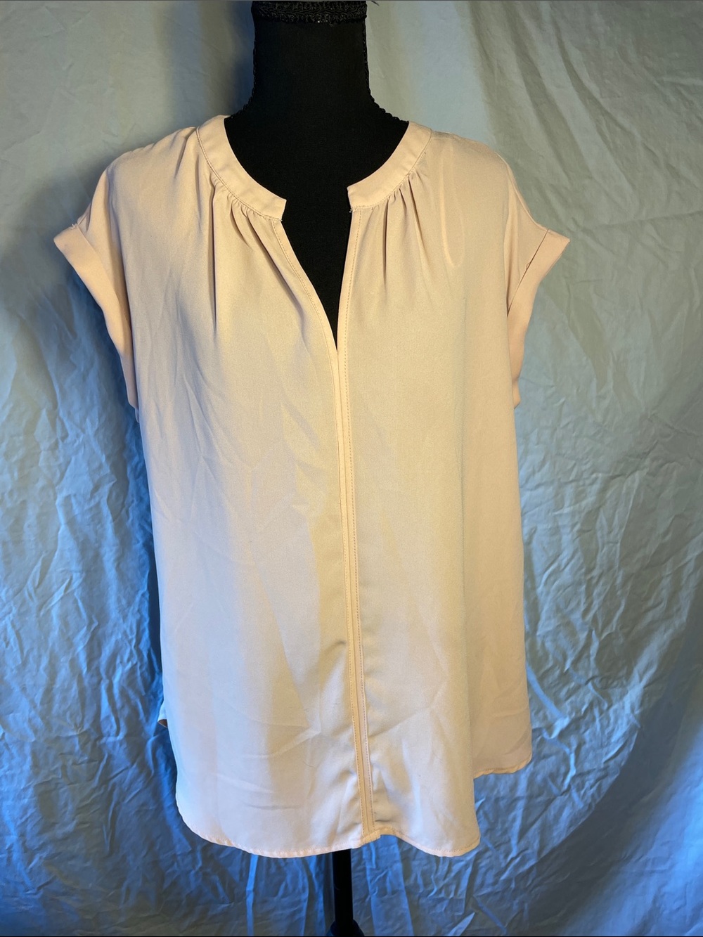 Philosophy Soft Blush Cap-Sleeve V-Neck Blouse